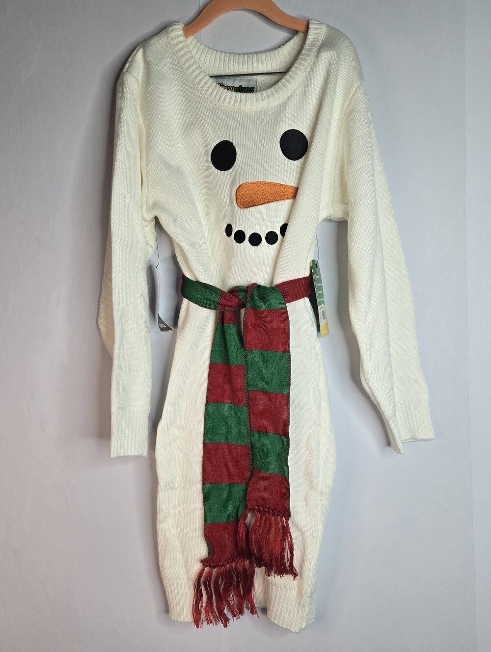Tipsy Elves Girls Youth Snowman Scarf Sweater Dress Size XL (16) NWT, Festive